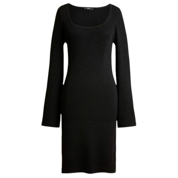 J. Crew Ribbed Squareneck Sweater Dress in Black Size Small NWT - Picture 4 of 13